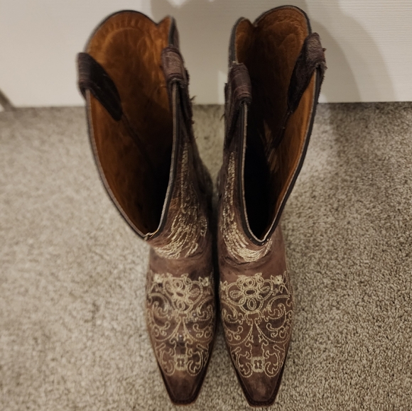 Corral Teen Bown Distressed Leather Cowboy Boots Style A1116 size 6.5 - Picture 5 of 8